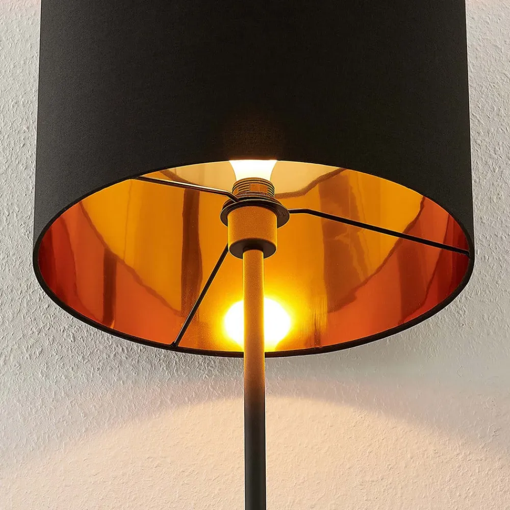Lindby Gang|Pendellamper>Nymar gulvlampe, tekstil, sort-guld