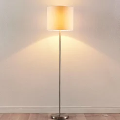 Parsa gulvlampe, hvid, tekstil, højde 167 cm, E27^Lindby Sale