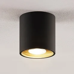 Parvin aluminium downlight, rund, sort^Lindby Clearance