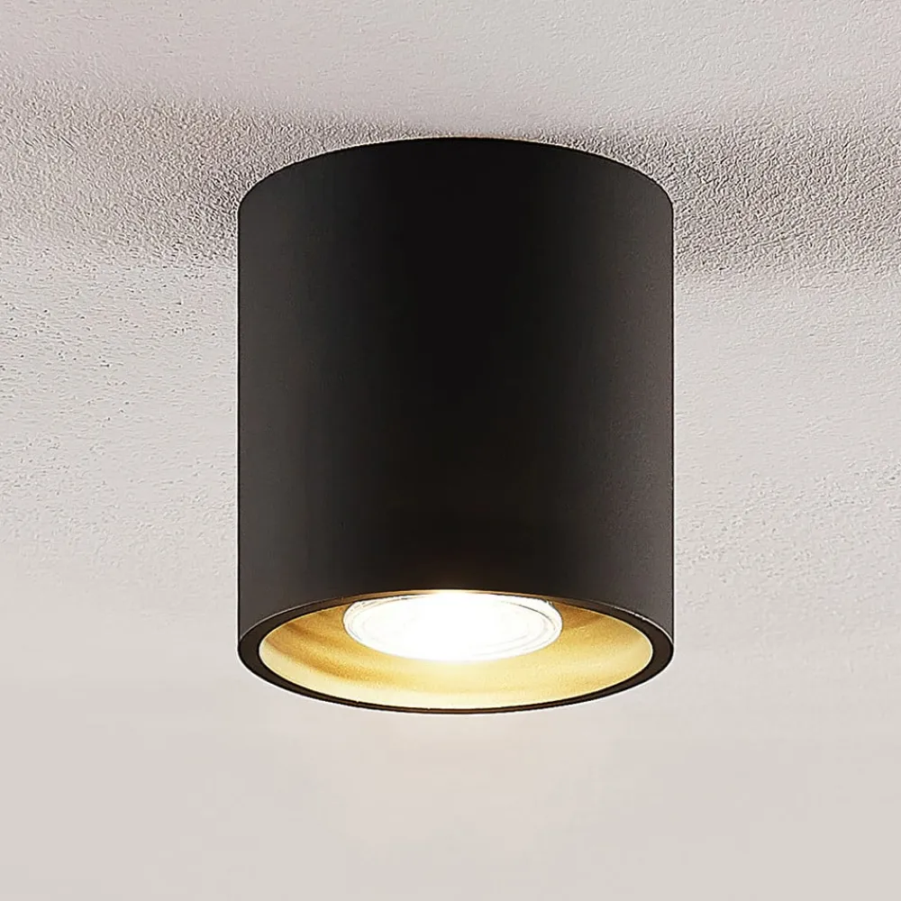 Parvin aluminium downlight, rund, sort^Lindby Clearance