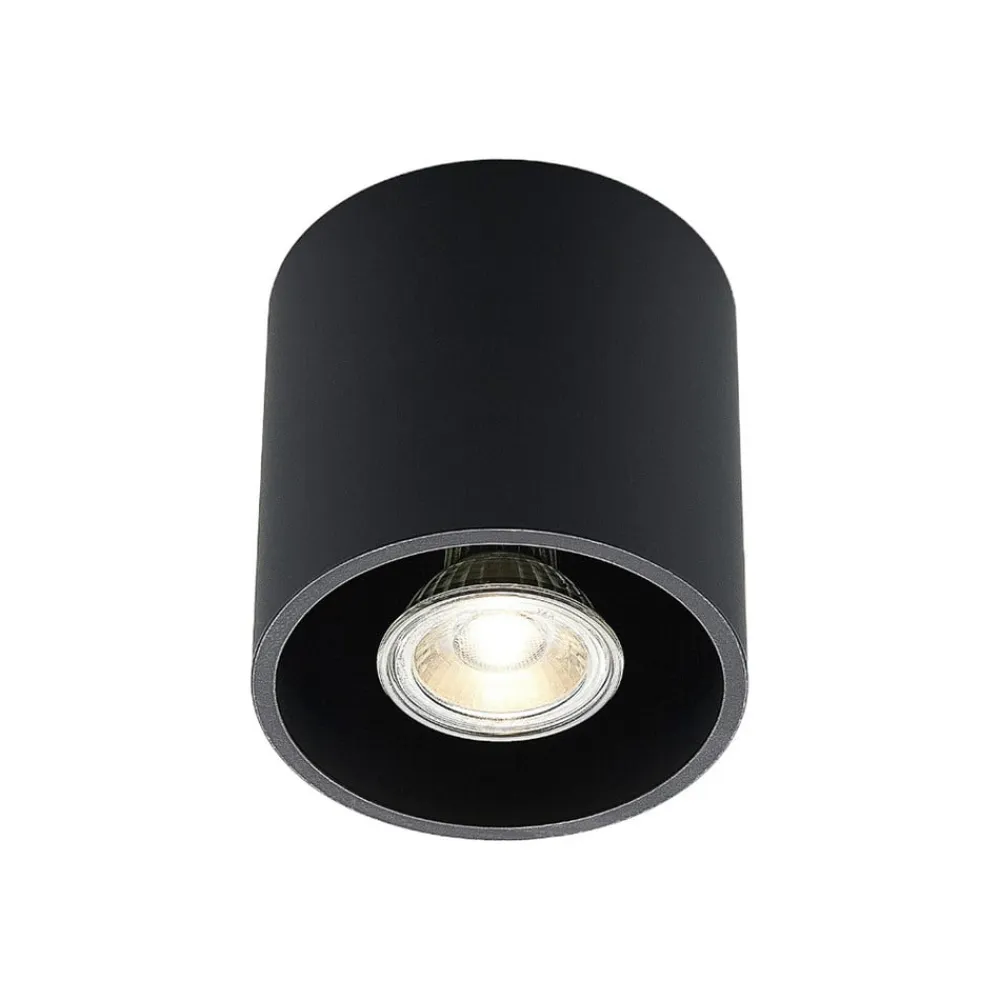 Parvin aluminium downlight, rund, sort^Lindby Clearance