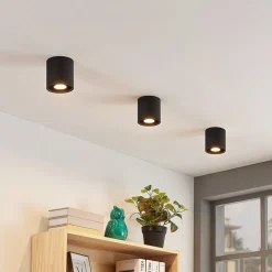 Parvin aluminium downlight, rund, sort^Lindby Clearance