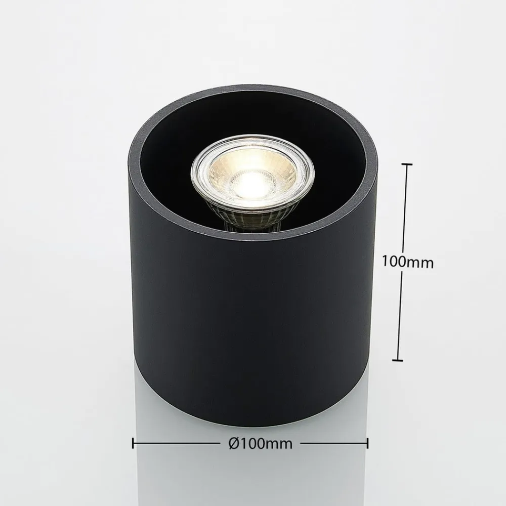 Parvin aluminium downlight, rund, sort^Lindby Clearance