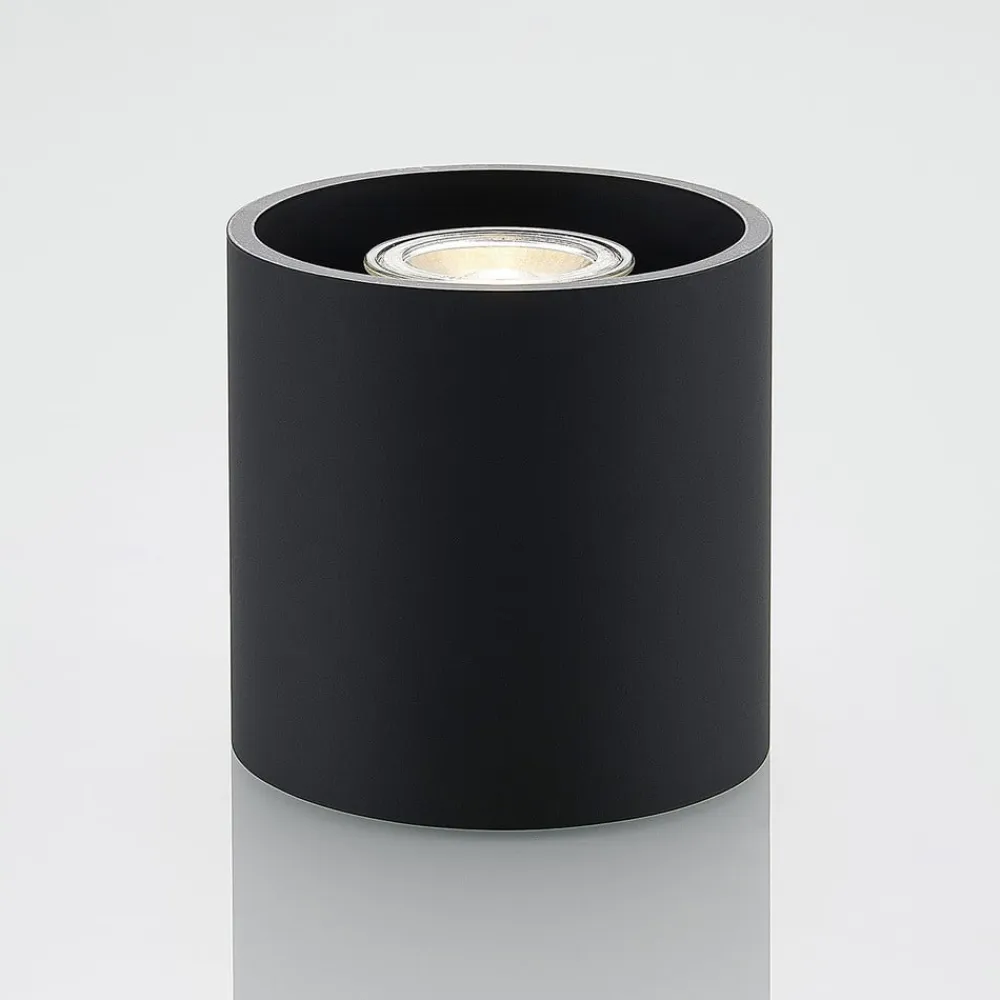 Parvin aluminium downlight, rund, sort^Lindby Clearance