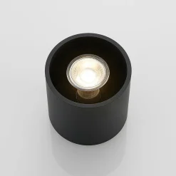 Parvin aluminium downlight, rund, sort^Lindby Clearance