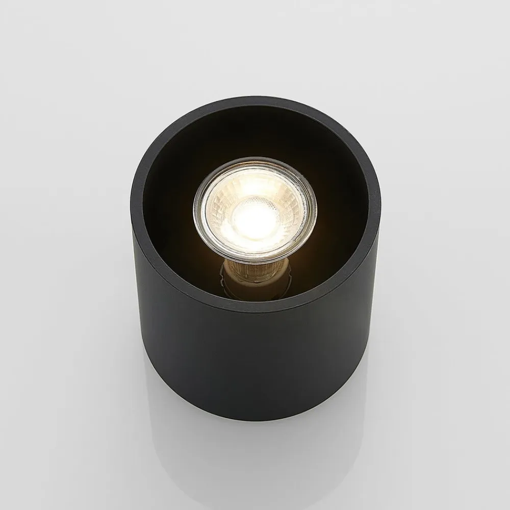 Parvin aluminium downlight, rund, sort^Lindby Clearance