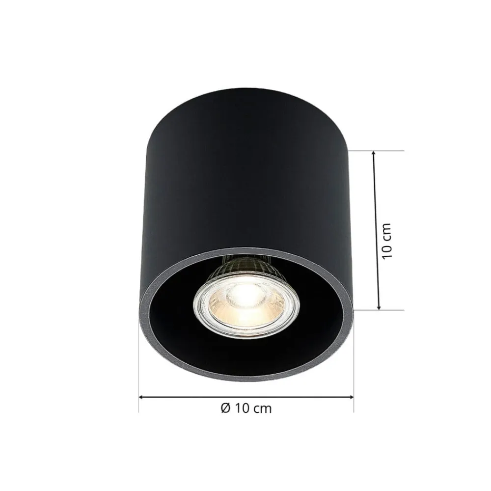 Parvin aluminium downlight, rund, sort^Lindby Clearance