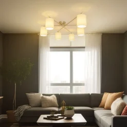 Lindby Loftlamper>Pellinora loftlampe, nikkelfarve/hvid