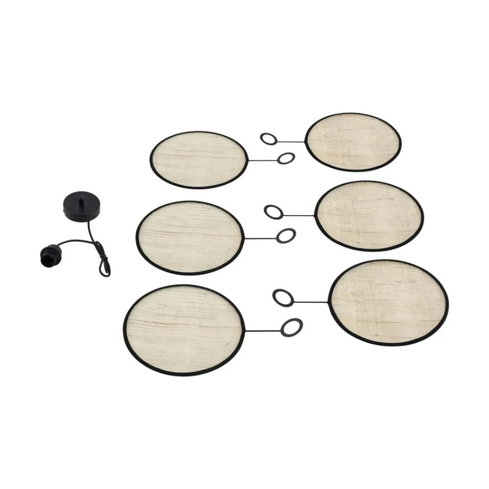 pendel Astraia, natur/sort, hør, Ø 80 cm^Lindby Best