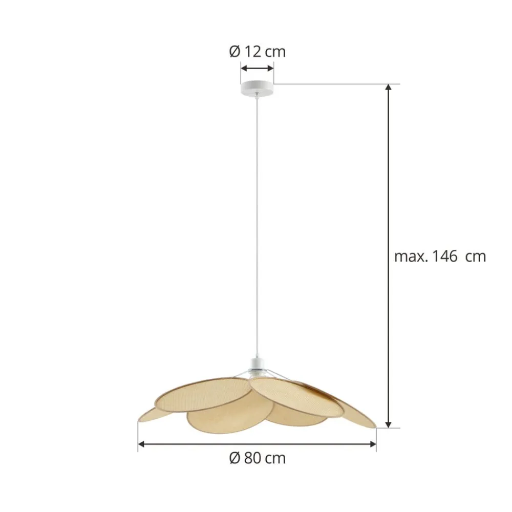 Lindby pendel Astraia, natur/hvid, rattan, Ø 80 cm