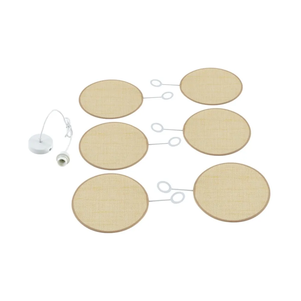 Lindby pendel Astraia, natur/hvid, rattan, Ø 80 cm