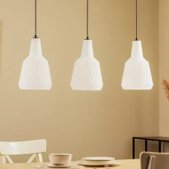 Lindby Pendellamper>pendel Belarion, opal, 3-lys, glas, Ø 23 cm