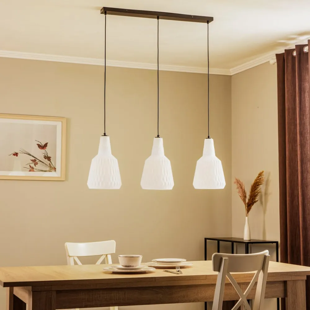 Lindby Pendellamper>pendel Belarion, opal, 3-lys, glas, Ø 23 cm