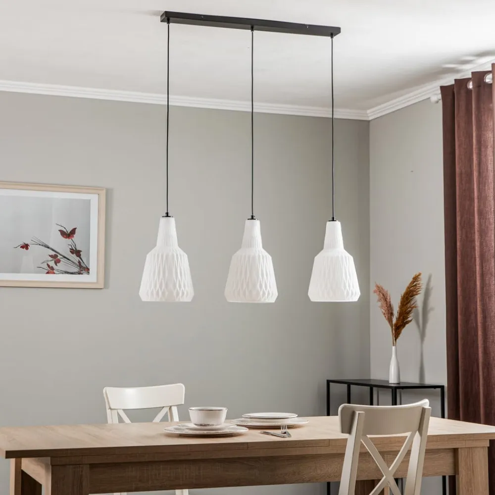 Lindby Pendellamper>pendel Belarion, opal, 3-lys, glas, Ø 23 cm