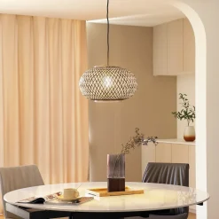 pendel Nerys, 1-lys, sort, bambus, Ø 38 cm^Lindby Sale