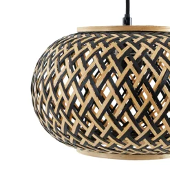 pendel Nerys, 1-lys, sort, bambus, Ø 38 cm^Lindby Sale