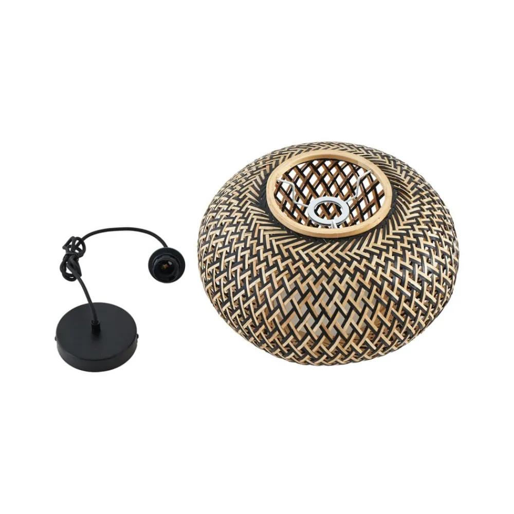 pendel Nerys, 1-lys, sort, bambus, Ø 38 cm^Lindby Sale