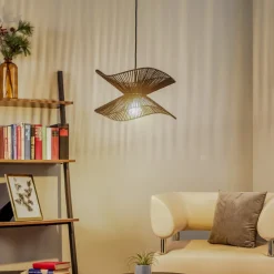 Lindby Pendellamper>pendel Valdorin, sort, papir, Ø 40 cm, E27