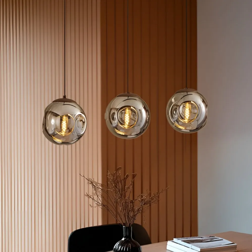 pendel Valentina, E14, 3-lys, røgfarvet grå, glas^Lindby Online