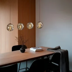 Lindby Pendellamper>pendel Valentina, E14, 4-lys, røgfarvet grå, glas