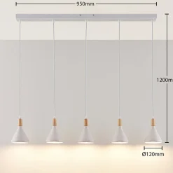 Lindby pendellampe Arina, 100 cm, hvid, 5 lyskilder, E14