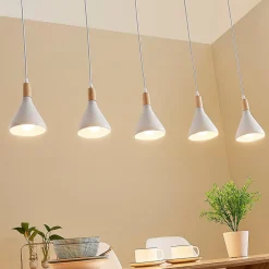 Lindby pendellampe Arina, 100 cm, hvid, 5 lyskilder, E14