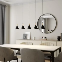 Lindby Pendellamper|Pendellamper>pendellampe Arina, 100 cm, sort, 5 lyskilder