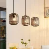 Lindby pendellampe Canyana, natur, 3 lyskilder, rattan, 105 cm
