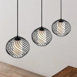 pendellampe Cedrice, 3 lyskilder, sort, metal, E27^Lindby