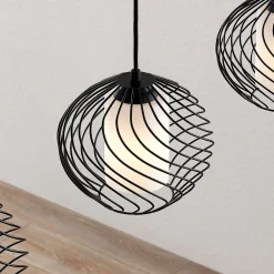 pendellampe Cedrice, 3 lyskilder, sort, metal, E27^Lindby