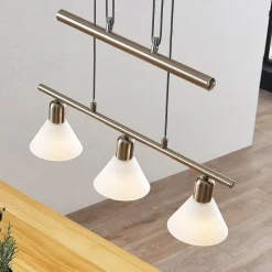 pendellampe Delira, 3 lyskilder, nikkel, højdejusterbar^Lindby