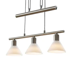 pendellampe Delira, 3 lyskilder, nikkel, højdejusterbar^Lindby
