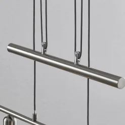 pendellampe Delira, 3 lyskilder, nikkel, højdejusterbar^Lindby