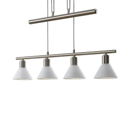 Lindby pendellampe Delira, 4 lyskilder nikkel, højdejusterbar