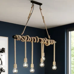 Lindby Pendellamper|Pendellamper>pendellampe Hajo, 100 cm, 6 lyskilder, rebpendel