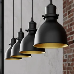 pendellampe Jasminka, sort/guld, metal, 4 lyskilder.^Lindby Best