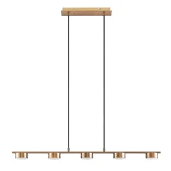 Lindby pendellampe Kaylou, 5 lyskilder, bronzefarvet, aluminium