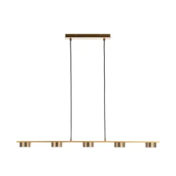 Lindby pendellampe Kaylou, 5 lyskilder, bronzefarvet, aluminium