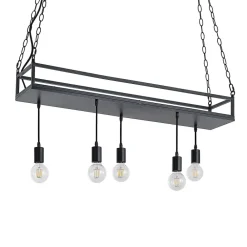 Lindby pendellampe Kirista, 5 lyskilder, sort, metal, 100 cm