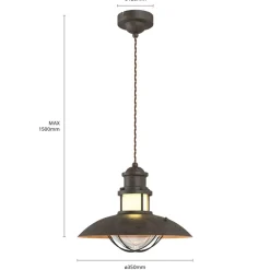 pendellampe Louisanne, brun, metal, Ø 35 cm^Lindby Online