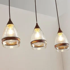Lindby Pendellamper>pendellampe Millina, 70 cm, rustbrun, 3 lyskilder.
