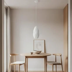 Lindby pendellampe Nuvia, Ø 15,5 cm, hvid, 3D-print