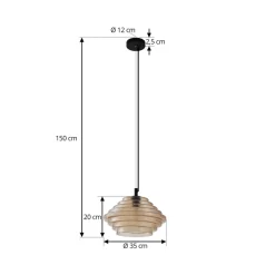 Lindby pendellampe Orliana, Ø 35 cm, ravfarvet, glas