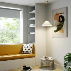 Lindby pendellampe Petra, hvid, glas, Ø 40 cm, kegle, E27