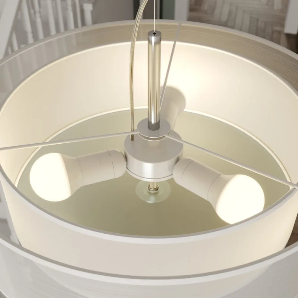 pendellampe Pikka, hvid, tekstil, Ø 50 cm, E27^Lindby Best