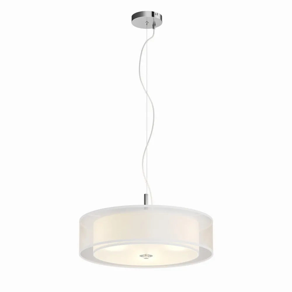 pendellampe Pikka, hvid, tekstil, Ø 50 cm, E27^Lindby Best