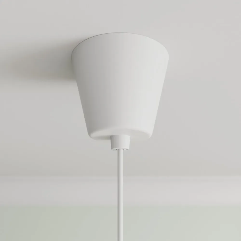 pendellampe Simaria, hvid, tekstil, Ø 60 cm, E27^Lindby Hot