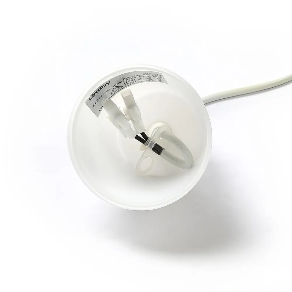 pendellampe Simaria, hvid, tekstil, Ø 60 cm, E27^Lindby Hot