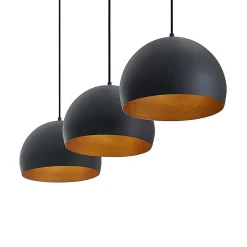 Lindby pendellampe Tarjei, længde 120 cm, sort/guld, metal