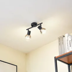 Lindby Spotlights>Pendura loftlampe, 2 lyskilder, sort, glas